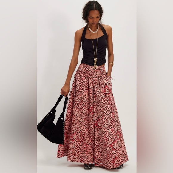 Free People Pants - NWT Free People 0 Miss You Most Wide Leg Pants in Red Combo New Cotton Pockets